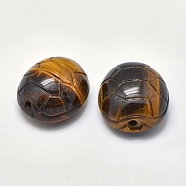 Natural Tiger Eye Beads, Turtle Shell, 24x21x12mm, Hole: 2mm(G-K208-04)