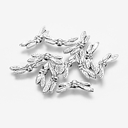 Tibetischer stil legierung perlen, Bleifrei und cadmium frei, Libelle, Antik Silber Farbe, 7x19x2.5 mm, Bohrung: 1.5 mm(TIBEP-GC055-AS-RS)