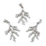 304 Stainless Steel Pendants, Leafy Branch Charms, Stainless Steel Color, 34x21x3mm, Hole: 6.5x3.5mm(STAS-R122-08P)