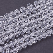 Glass Beads Strands, Faceted(32 Facets), Round, Clear, 6mm, Hole: 1.2mm, about 88~91pcs/strand, 19.49 inch~20.08 inch(49.5~51cm)(X-EGLA-J042-6mm-12)