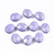Spray Painted Acrylic Beads, Rubberized Style, Faceted, Oval, Medium Slate Blue, 10.5x8.5x5.5mm, Hole: 1.5mm, about 1433pcs/405g(MACR-T037-08B)
