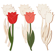 60Pcs 3 Style Unfinished Wood Sheet, Wood Flower Cutouts, Rose Shape, for Valentine's Day, Cornsilk, 15.1~15.5x4.7~4.95x0.25cm, 20pcs/style(DIY-NB0008-47)