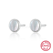 Oval S925 Sterling Silver Inlaid Natural Mother of Pearl Earrings & Bracelet for Women, 8.8mm(AD7969-1)