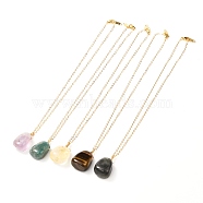 Natural Gemstone Pendants Necklaces for Teen Girl Women, with Brass Cable Chain , 44x0.15cm(NJEW-JN03729)