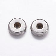 304 Stainless Steel Beads, Drum, Stainless Steel Color, 6x2mm, Hole: 2mm(STAS-K146-063-6mm)