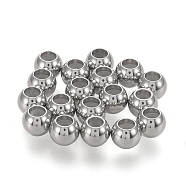 202 Stainless Steel Beads, with Rubber Inside, Slider Beads, Stopper Beads, Stainless Steel Color, 5x4mm, Hole: 2.3mm(X-STAS-K204-02D-P)