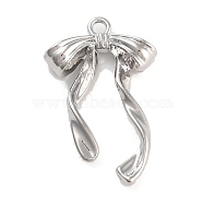 Alloy Pendants, Bowknot, 28x17.5x4.5mm, Hole: 1.8mm(PALLOY-U003-08E-S)