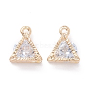 Alloy Clear Cubic Zirconia Charms, Long-Lasting Plated, Triangle, Golden, 12x10x5mm, Hole: 1.4mm(ZIRC-A022-07G)