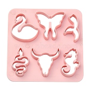 ABS Plastic Cookie Cutters, Snake/Butterfly/Swan, Pink, 100x100mm(BAKE-YW0001-019)