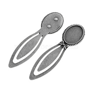 Vintage Tibetan Style Alloy Bookmarks Cabochon Settings, Cadmium Free & Lead Free, Antique Silver, Oval Tray: 25x18mm, 85x24x3mm(TIBE-Q032-27AS-NR)