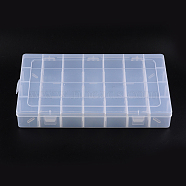 Plastic Beads Containers, Adjustable Dividers Box, Clear, Rectangle, 22cm wide, 35cm long, 5cm thick(C074Y)