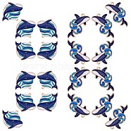 20Pcs Whale Enamel Charm Pendant Blue Whales Fish Charm Sea Animal Pendant for Jewelry Necklace Bracelet Earring Making Crafts, Golden, 35x22mm, Hole: 2mm(JX299A)