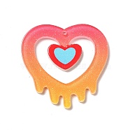 Acrylic Pendants, Heart Pattern, 37x37.5x2.5mm, Hole: 1.6mm(SACR-B004-17F)