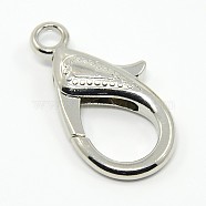 Tibetan Style Alloy Lobster Claw Clasps, Platinum, 30x15x4mm, Hole: 3mm(X-PALLOY-O027-P01)