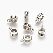 Alloy Tube Bails, Loop Bails, Bail Beads, Cadmium Free & Nickel Free & Lead Free, Antique Silver, 13x8x5mm, Hole: 2mm(PALLOY-E0037-AS-FF)