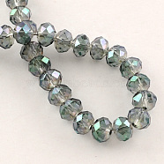Electroplate Glass Bead Strands, Faceted Rondelle, Sea Green, 2.5x2mm, Hole: 0.8mm, about 168~170pcs/strand(X-EGLA-S096-2mm-07)