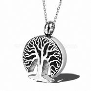 316L Stainless Steel Urn Pendants, Manual Polishing, for Commemoration, Excluding Chain, Tree of Life, Antique Silver, 28x20mm(BOTT-PW0001-087B-AS)
