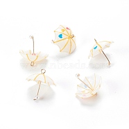 Resin Pendants, with Golden Iron Findings, 3D Umbrella , White, 19x22x22mm, Hole: 2mm(CRES-M007-04C)
