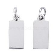 Anti-Tarnish 304 Stainless Steel Pendants, with Jump Ring, Manual Polishing, Rectangle Charm, Stamping Blank Tag, Stainless Steel Color, 14x6x1mm, Hole: 3.5mm(STAS-I311-31B-P)