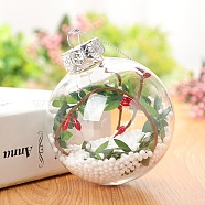 Transparent Plastic Fillable Ball Pendants Decorations, with Rattan inside, Christmas Tree Hanging Ornament, Clear, 80mm(XMAS-PW0002-02B-04)