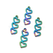 Ion Plating(IP) 201 Stainless Steel Pendants, Heart with Heart, Rainbow Color, 16.5x6x1mm, Hole: 1mm(STAS-I197-016M)
