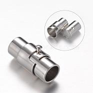 Brass Locking Tube Magnetic Clasps, Column, Platinum, 15x7mm, Hole: 4.8mm(MC077)