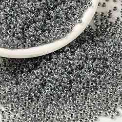 MIYUKI Round Rocailles Beads, Japanese Seed Beads, (RR240) Gray Lined Crystal, 8/0, 3mm, Hole: 1mm, about 2111~2277pcs/50g(SEED-X0055-RR0240)