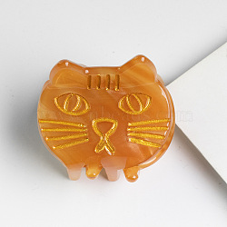Cute Cat Shape Hair Claw Clip, PVC Plastic Ponytail Hair Clip for Girl, Orange, 28x30x30mm(WG62904-02)