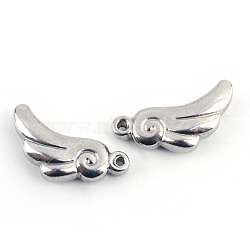 Tarnish Resistant 201 Stainless Steel Wing Charms, Stainless Steel Color, 12x18x4mm, Hole: 1.5mm(STAS-Q192-29)