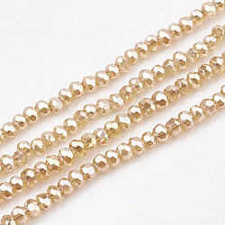 Electroplate Transparent Glass Beads Strands, Faceted, Rondelle, Blanched Almond, 2~2.5x1~1.5mm, Hole: 0.5mm, about 165~170pcs/strand, 11.81 inch~12.20 inch(30~31cm)(EGLA-S171-02A-02)