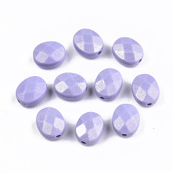 Spray Painted Acrylic Beads, Rubberized Style, Faceted, Oval, Medium Slate Blue, 10.5x8.5x5.5mm, Hole: 1.5mm, about 1433pcs/405g(MACR-T037-08B)