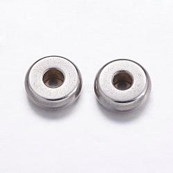 304 Stainless Steel Beads, Drum, Stainless Steel Color, 6x2mm, Hole: 2mm(STAS-K146-063-6mm)