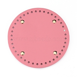 PU Leather Flat Round Bag Bottom, for Knitting Bag, Women Bags Handmade DIY Accessories, Pale Violet Red, 141x9.5mm, Hole: 4.5mm(FIND-WH0056-07L)