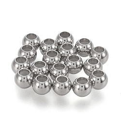 202 Stainless Steel Beads, with Rubber Inside, Slider Beads, Stainless Steel Color, 5x4mm, Hole: 2.3mm(X-STAS-K204-02D-P)