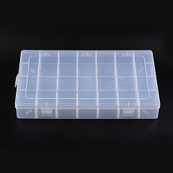 Plastic Beads Containers, Adjustable Dividers Box, Clear, Rectangle, 22cm wide, 35cm long, 5cm thick(C074Y)