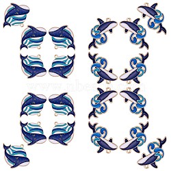 20Pcs Whale Enamel Charm Pendant Blue Whales Fish Charm Sea Animal Pendant for Jewelry Necklace Bracelet Earring Making Crafts, Golden, 35x22mm, Hole: 2mm(JX299A)
