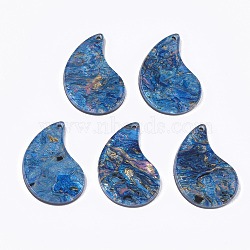 Cellulose Acetate(Resin) Pendants, teardrop, Dodger Blue, 27.5x18x2.5mm, Hole: 1.2mm(KY-T008-09B)