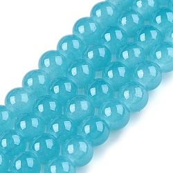 Baking Painted Imitation Jade Glass Round Bead Strands, Turquoise, 6.5mm, Hole: 1.5mm, about 135~140pcs/strand, 31.8 inch(DGLA-Q021-6mm-07)