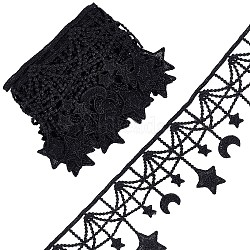 Moon Star Polyester Lace Trim, Clothing Accessories, for Sewing and Art Craft Decoration, Black, 4-1/4 inch(108mm)(OCOR-WH0080-56A)