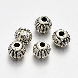 Tibetan Style Alloy Lantern Spacer Beads, Lead Free & Cadmium Free & Nickel Free, Antique Silver, 5x4mm, Hole: 1mm(PALLOY-E381-06AS-NR)
