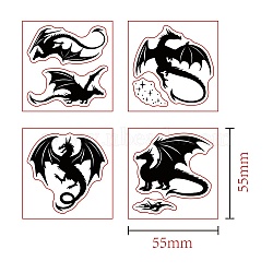 4Pcs 4 Styles PVC Stamp, for DIY Scrapbooking, Dragon, 55x55mm, 1pc/style(DIY-WH0487-0086)