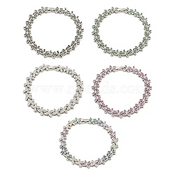 Rack Plating Brass Pave Cubic Zirconia Butterfly Link Bracelets for Women, Long-Lasting Plated, Platinum, Mixed Color, 7-3/8 inch(18.6cm)(BJEW-B110-05P)