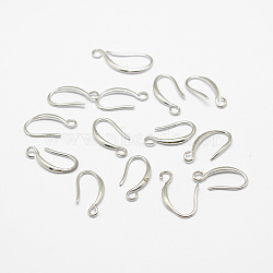 Brass Earring Hooks, with Horizontal Loop, Long-Lasting Plated, 925 Sterling Silver Plated, Silver, 21x9x1.5mm, Hole: 2mm, Pin: 0.7x0.8mm(X-KK-F714-06S)