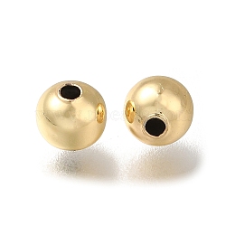 Rack Plating Brass Beads, Long-Lasting Plated, Lead Free & Cadmium Free, Round, Real 18K Gold Plated, 5x4.5mm, Hole: 1.5mm(KK-K373-08B-G)