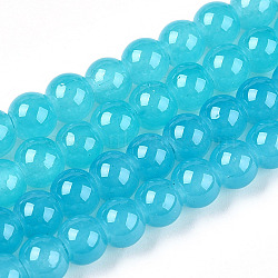 Baking Painted Imitation Jade Glass Round Bead Strands, Turquoise, 6.5mm, Hole: 1.5mm, about 145pcs/strand, 31.8 inch(X-DGLA-Q021-6mm-07)