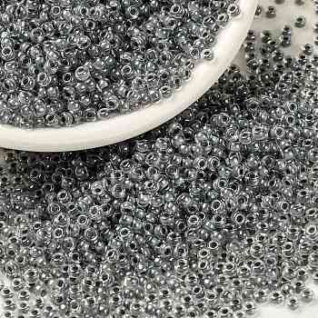 MIYUKI Round Rocailles Beads, Japanese Seed Beads, (RR240) Gray Lined Crystal, 8/0, 3mm, Hole: 1mm, about 2111~2277pcs/50g
