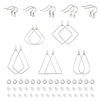 Stainless Steel Earring Hooks, Dangle Earring Findings, Stainless Steel Color, 8.2x8.2x2.7cm
