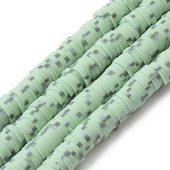 Handmade Polymer Clay Beads Strands, for DIY Jewelry Crafts Supplies, Heishi Beads, Disc/Flat Round, Dark Sea Green, 6x0.5~1mm, Hole: 1.8mm, about 320~447pcs/strand, 15.75 inch~16.14 inch(40~41cm)