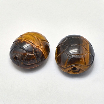 Natural Tiger Eye Beads, Turtle Shell, 24x21x12mm, Hole: 2mm