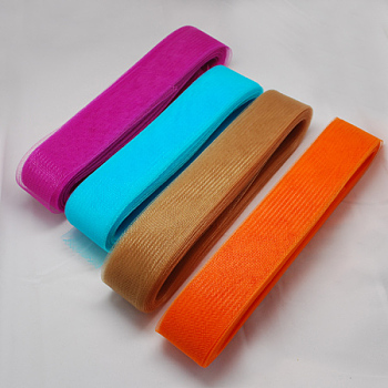 Mesh Ribbon, Plastic Net Thread Cord, Mixed Color, 40mm, 22yards/bundle